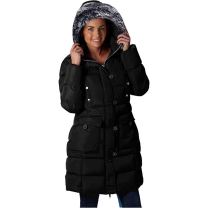 ELORA Women's Winter Vegan Down Puffer Parka Mid-Length Cargo Coat