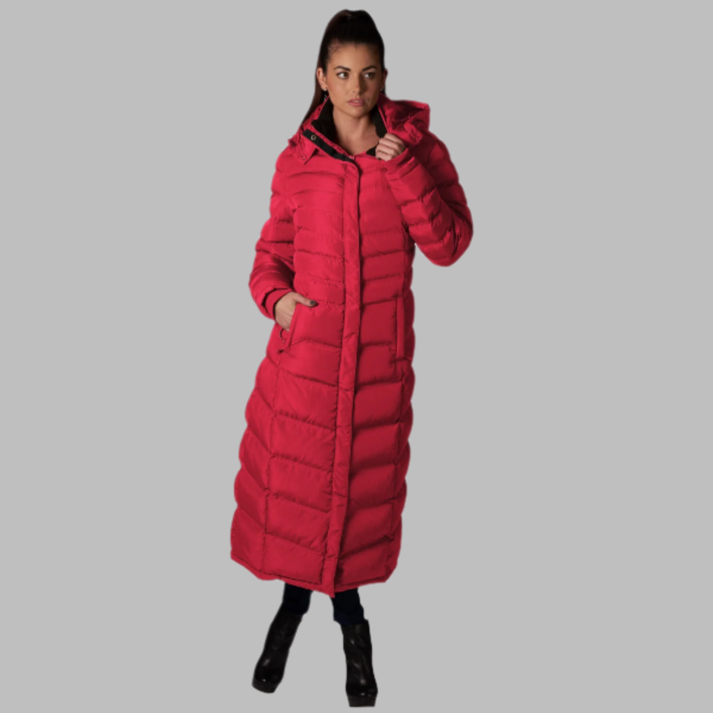 Full Length Puffer Coat ELORA Women Warm Vegan down Winter 47 Inch The Whole Shebang