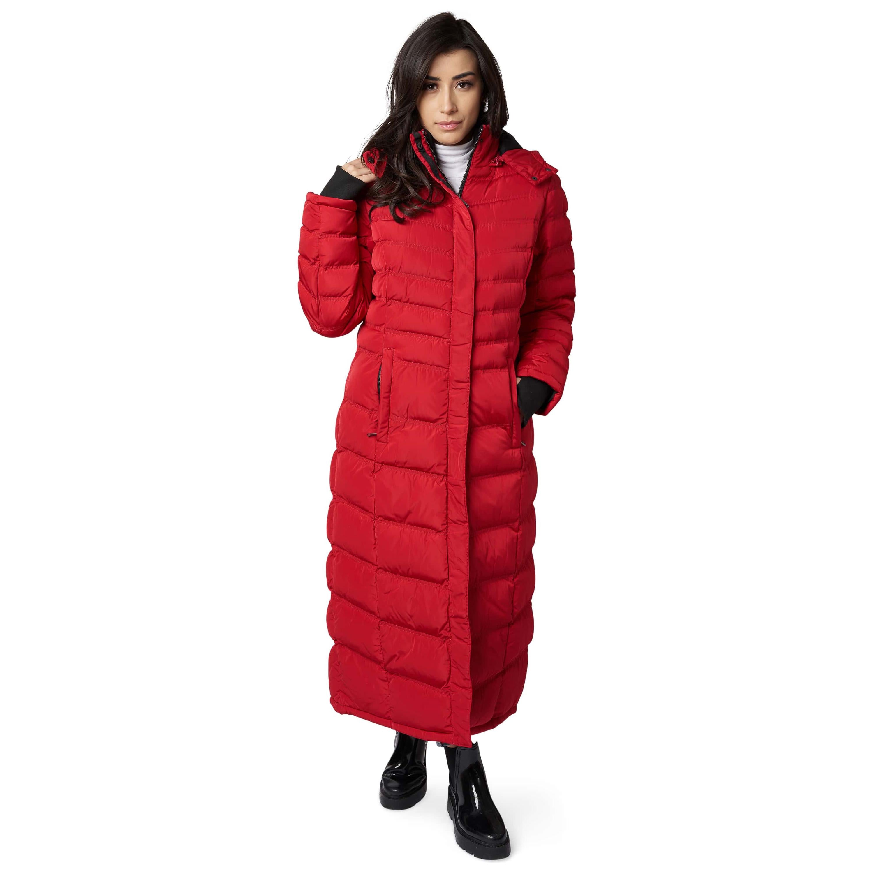 Women s Full Length Fleece Lined Puffer Long Coat with detachable