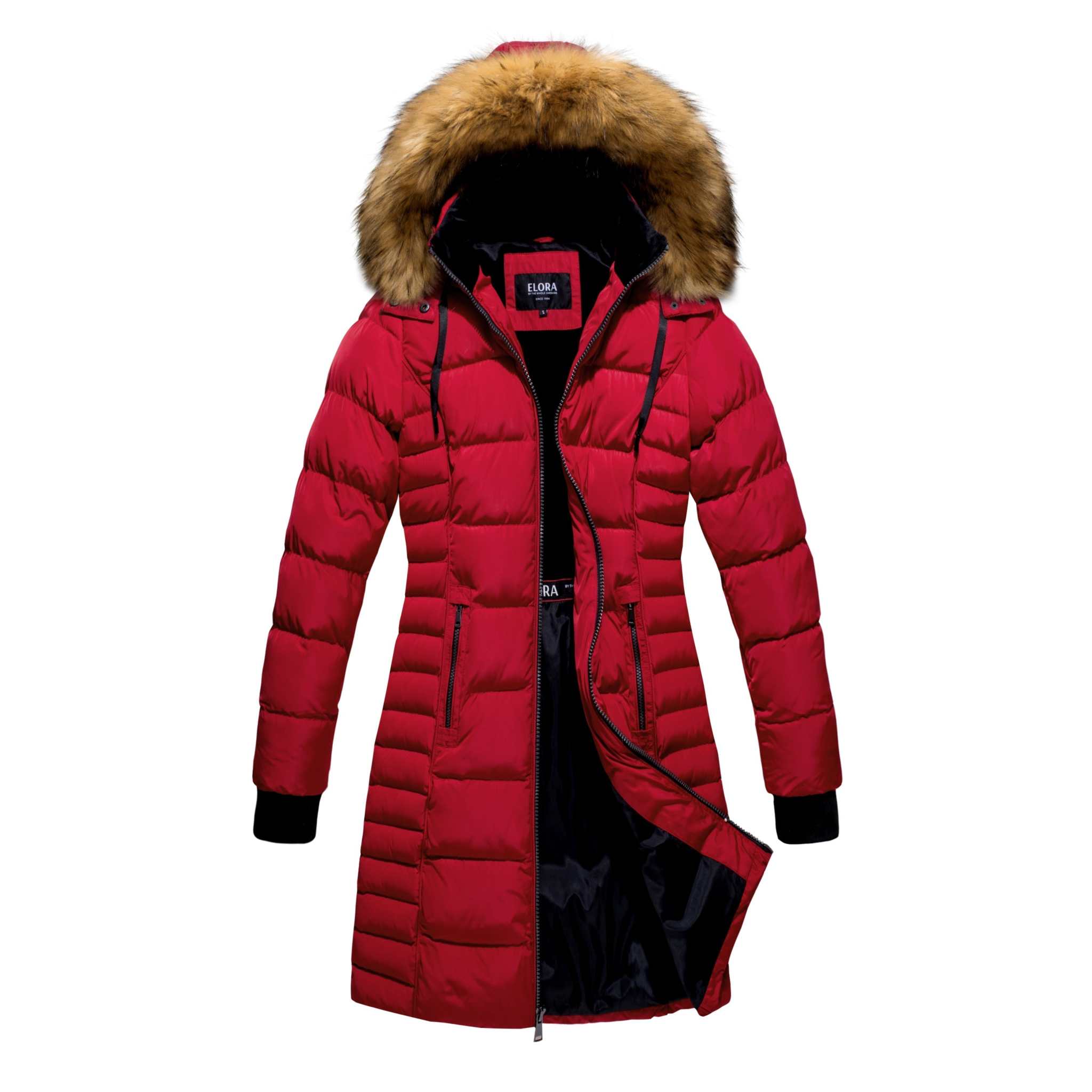 Womens red winter discount coat with fur hood