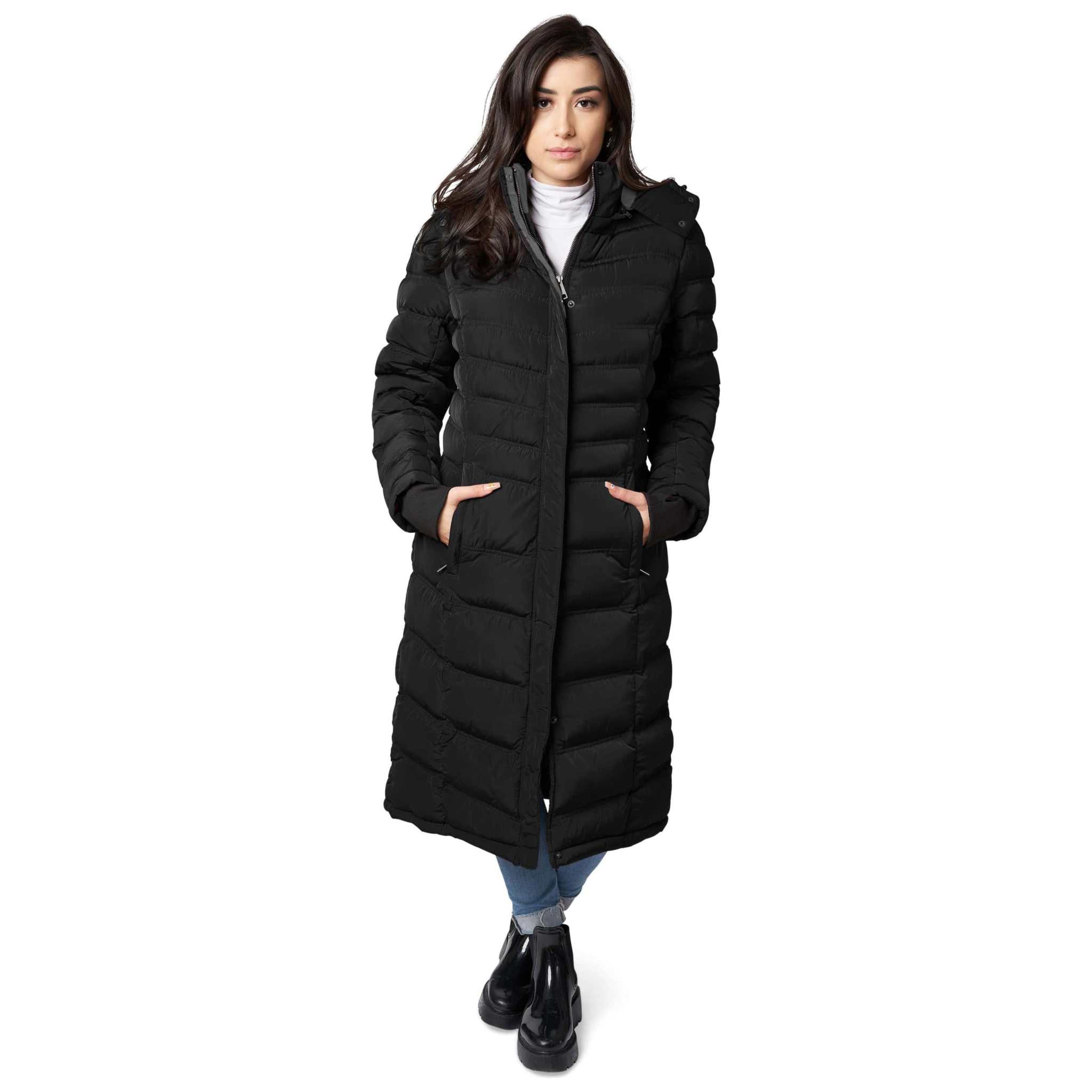 Women's Maxi Coat - Water-Resistant, Polar Fleece Lined, and 